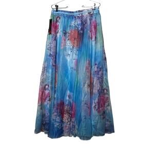 Afiti Floral Chiffon Maxi Skirt Lined Elastic Waist Spring Fairy Cottage Size XL